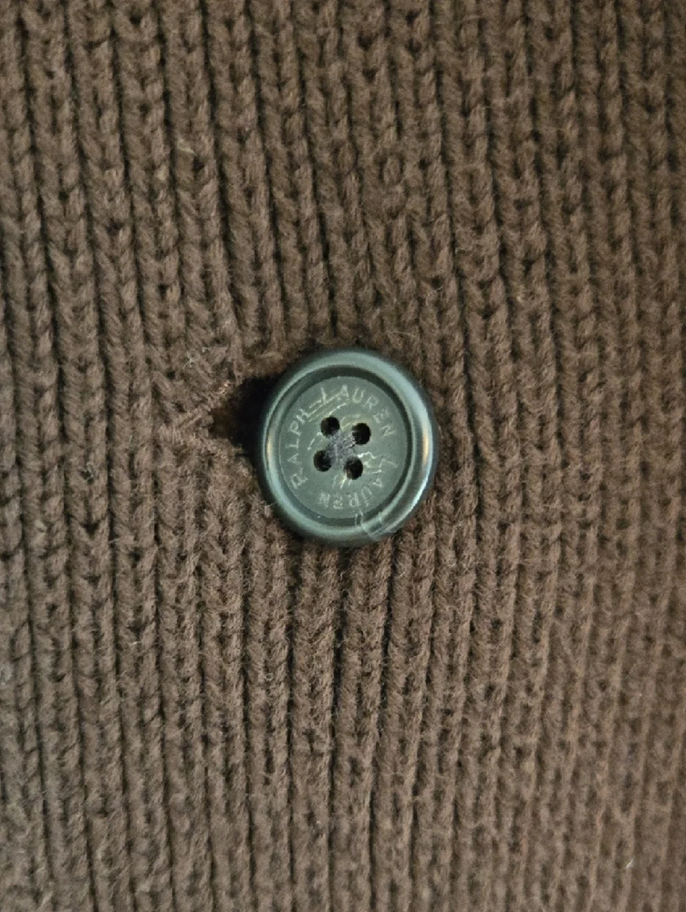 Ralph Lauren Dark Brown Double-Breasted Knit Sweater - Picture 6 of 8